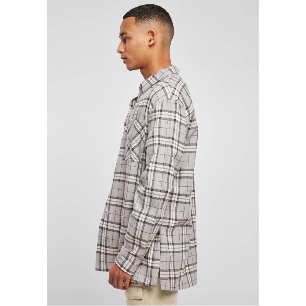 Urban Classics - Long Oversized Check Overhemd - Grijs/Zwart